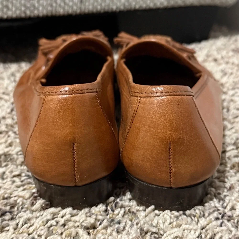 Cole Haan Men's 8.5 M Brown Leather Woven Kiltie Tassel Loafers Made in Italy